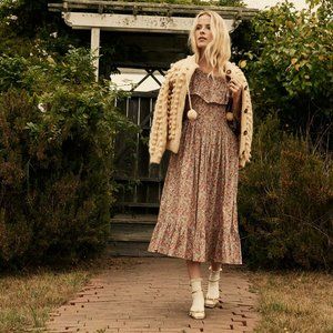 Doen Darcy Dress in Red Chive Liberty Print